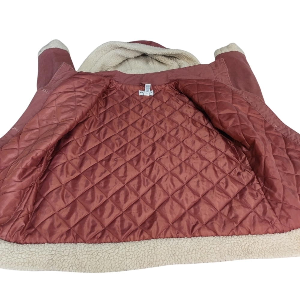 Arizona Jean Co Jacket Women's Pink White Sherpa Lined Hooded Coat Size Medium - Picture 4 of 8